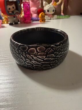 snake skin Black and Silver Chunky Bangle Bracelet